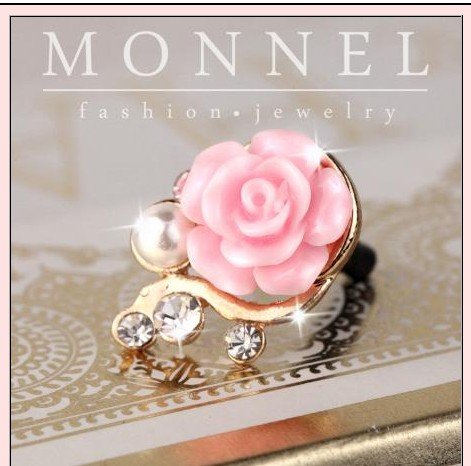 MonnelIp07b Adorable Pink Style Rose Anti Dust Phone Plug Cover Charm for Phone 3.5 Mm