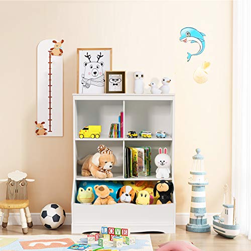Giantex Cubby Toy Organizer, Wood Storage Cabinet, 3 Shelf 4 Cube Units, Storage Bins Cubbies For Kids’ Collections (White) #TOP4
