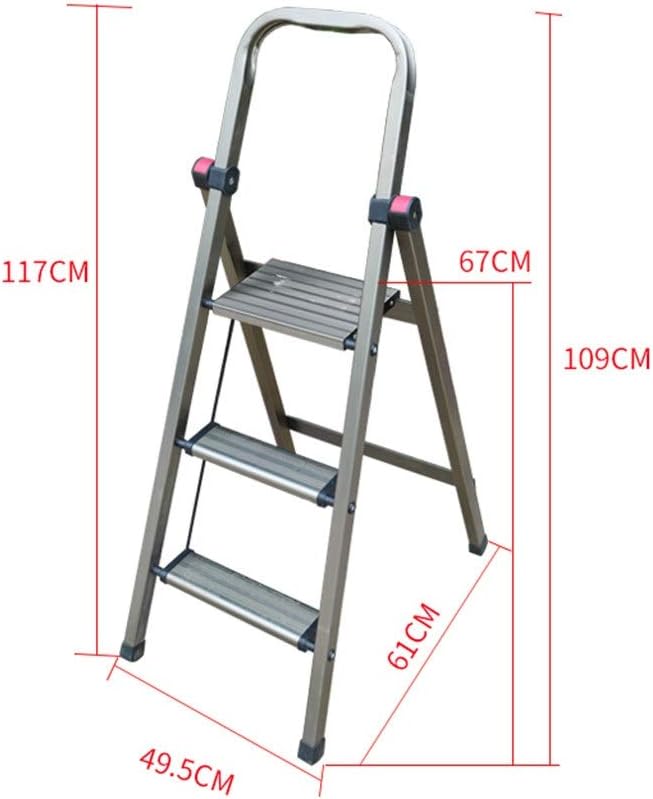 Step Stool Aluminum Alloy Stepladders,Three Step Ladder Four Step One-Sided Ladder Convenience Store Aluminum Alloy Stepladders Step Ladder/a/49.5 X 61 X 109Cm