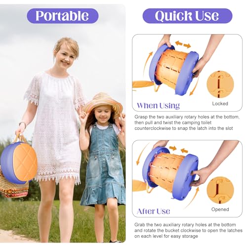 Toilettes portables de camping à hauteur réglable et pliage compact - 4
