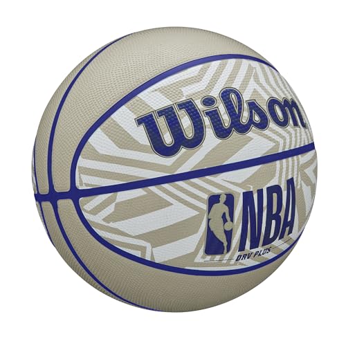 Image of WILSON NBA DRV Plus Dazzle Camo Outdoor Basketball - Beige /Blue, Size 7-29.5 inch