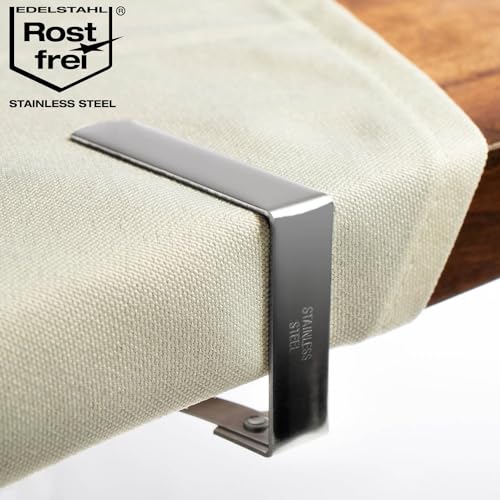 Foto von com-four® 8x Tischtuchklammern aus Edelstahl 304 bis 3 cm Stärke - Outdoor Tuchhalter für die Tischdecke, Tischklammern für innen und außen, Tischklemmen, Tischtuch Clips, Tischdeckenklammer