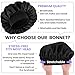 WLLHYF Silk Bonnet for Men, Satin Bonnet Double Layer Elastic Band Silk Sleep Cap Black Soft Adjustable Hair Cap Hair Wrap Large Bonnets for Women Sleeping