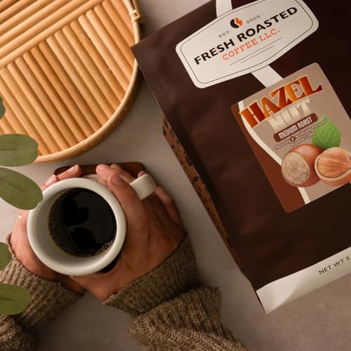 Image of Fresh Roasted Coffee, Hazelnut Flavored Drip Ground Coffee, Medium Roast, Kosher, 5 lb (80 oz)