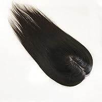 Vista 3 de Parte superior de cabello humano con base de seda larga con clip de 5 x 5 pulgadas, extensiones de cabello humano 100% real, 4.7 x 5.1 in