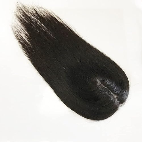 Miniatura 3 de Parte superior de cabello humano con base de seda larga con clip de 5 x 5 pulgadas, extensiones de cabello humano 100% real, 4.7 x 5.1 in (10