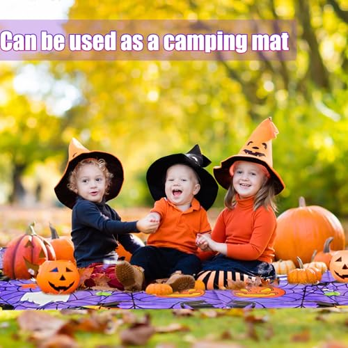 Tbczvx 2pcs Halloween Tablecloth, 137 X 274cm Rectangle Halloween Table Cover, Pumpkin Bat Skeleton Purple Halloween Table Cloth, Reusable Waterproof Tablecover for Halloween Party Home Decorations - Image 7