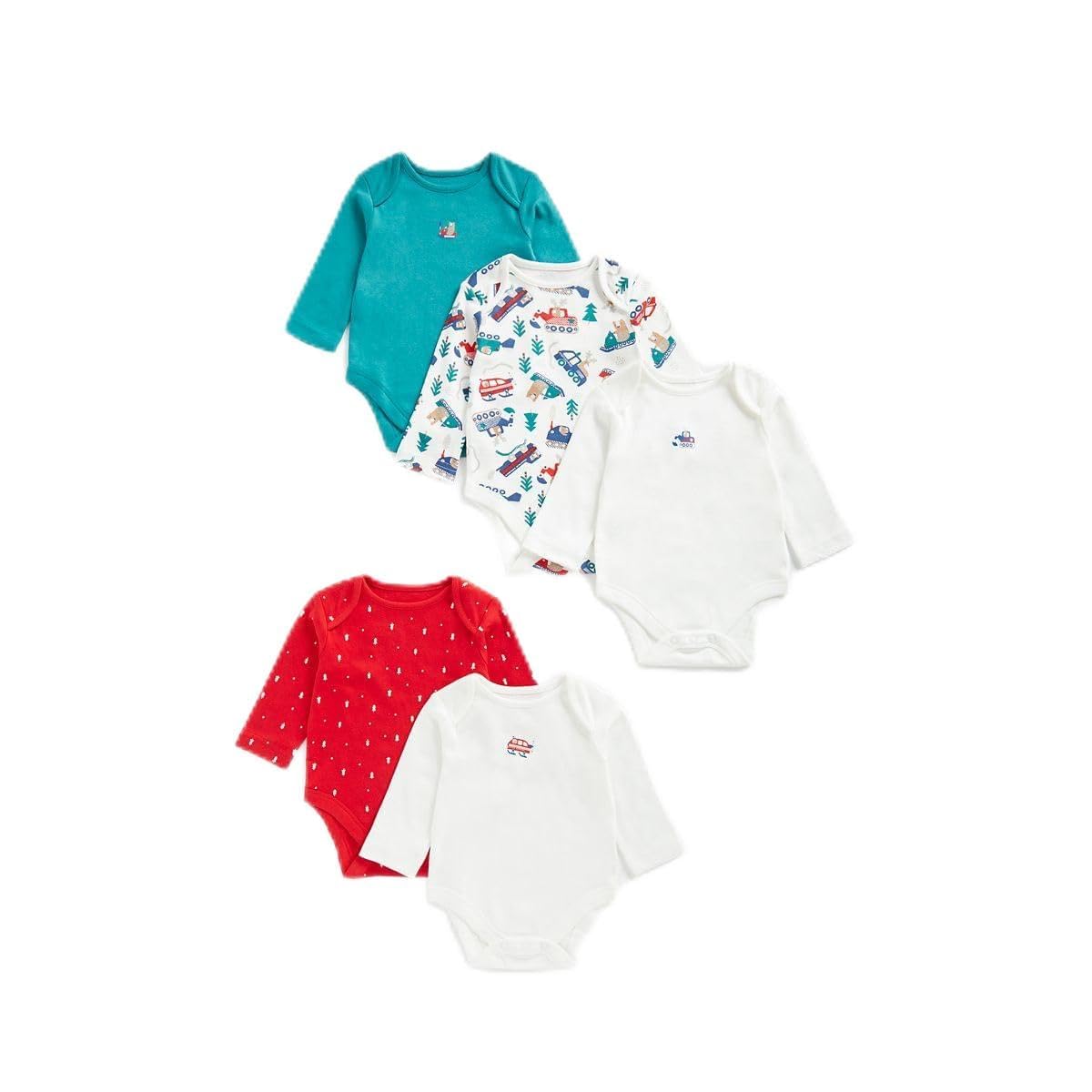 MOTHERCARE Baby Boys Long-Sleeved Bodysuits - 5 Pack