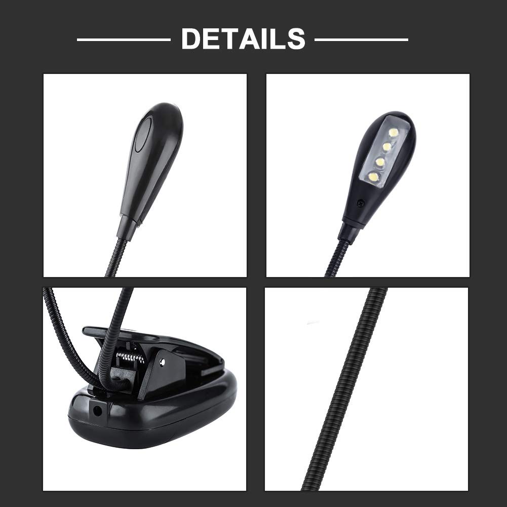 Zunate Luce per leggio, Clip a LED sul leggio per leggio Lampada da Libro con Bracci Regolabili Doppi Luce per Libri da Lettura Mini per Studenti/Bambini e Musica/pianisti(8 Perline)