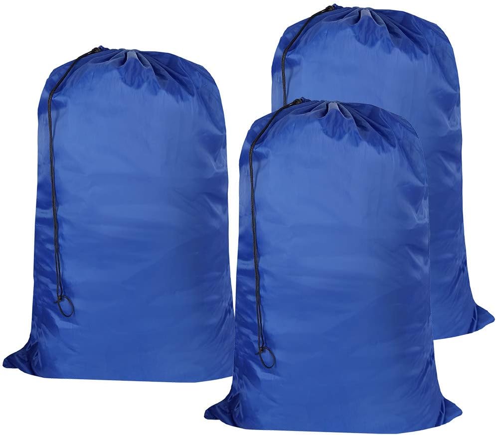 Washable Travel Laundry Bag with Drawstring (3 Pack), Large Dirty Clothes Bag Fit a Laundry Basket or Clothes Hamper, Enough to Hold 4 Loads of Laundry,26x39 inches RoyalBlue 3