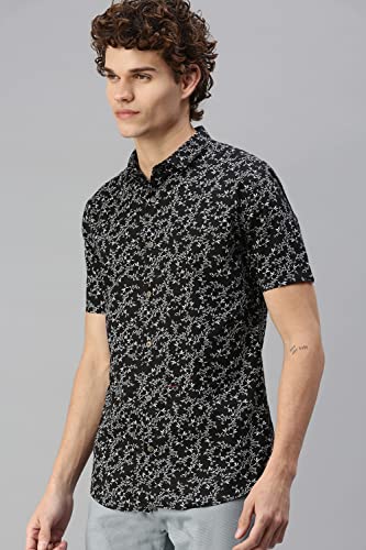 Image of SHOWOFFFF Men Floral Casual Shirt | Slim Collar Short Sleeves Cotton Shirt for Mens | Regular Fit Shirt for Men's