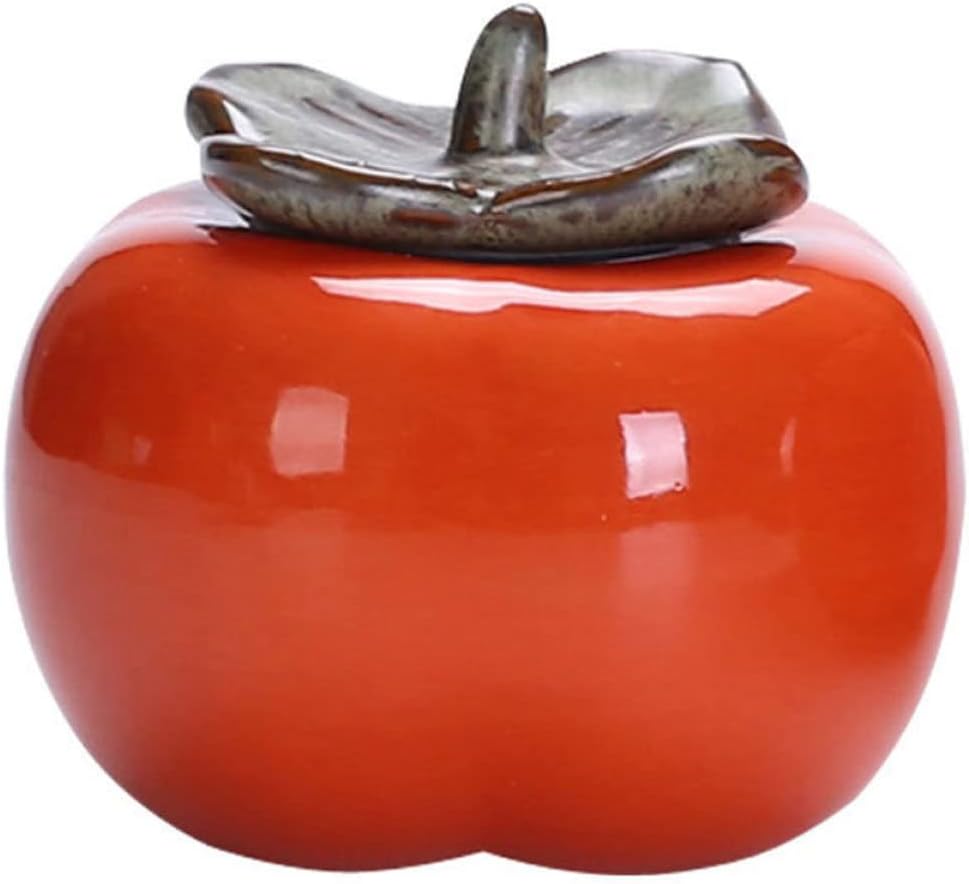 Toyvian Persimmon Ceramic Jar Tea Canisters for Loose Tea Persimmon Shaped Can