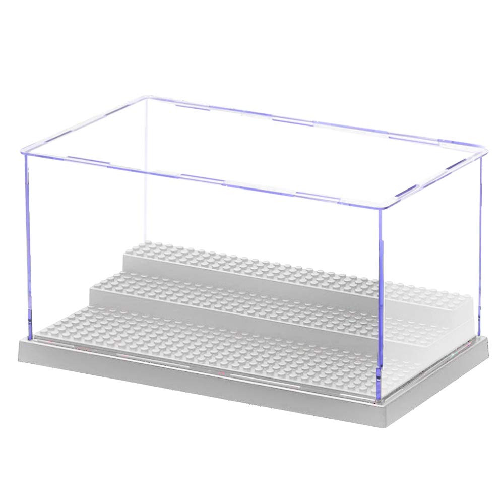 Display Case/Box for Minifigures Clear ShowCase Dustproof 3 Steps (White)