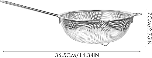Miniatura 3 de Zerodeko Cesta grande con mango ergonómico, colador de acero inoxidable, drenaje rápido para verduras, frutas y pastas para uso (19.2 pulgadas)