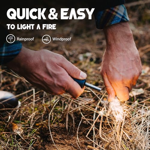 Morpilot 15 in 1 Multi Tools aus Edelstahl, Multifunktionswerkzeug, 4 in 1 Feuerstein, mit Schraubendreher, Pfeife, Säge und Compassrstein