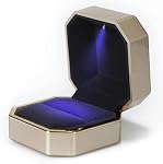 Boîte à bague de luxe, boîte à bijoux en velours carré LED Lumière pour proposition engagement mariage, noir