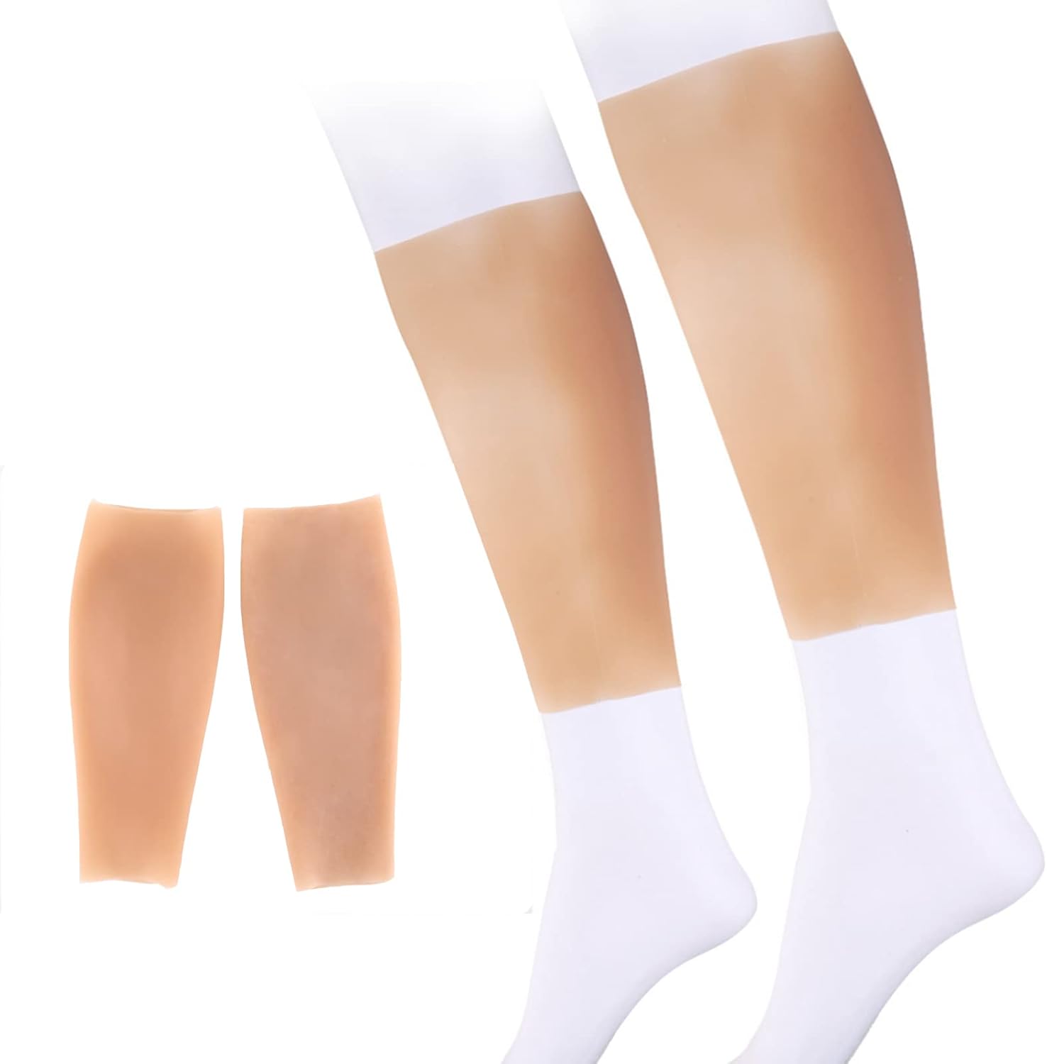 1Pair Realistic Fake Calf Leg Silicone Sleeve Enhance Shaper Birthmark Scar Cover Soft Calf Pad Body Beauty Leg Correctors