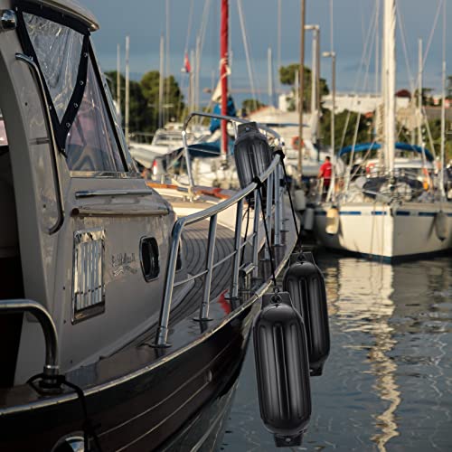 Artist Hand Boat Fenders, 4 Pack 8.5''X27'' Inflatable Boat Bumpers For Docking With 4 Ropes, Needles, And Pump For Buoy Pontoon Boat Marina Dock Protector #TOP6