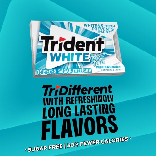 Image of Trident White Wintergreen Sugar-Free Chewing Gum, 9 Packs of 16 Pieces