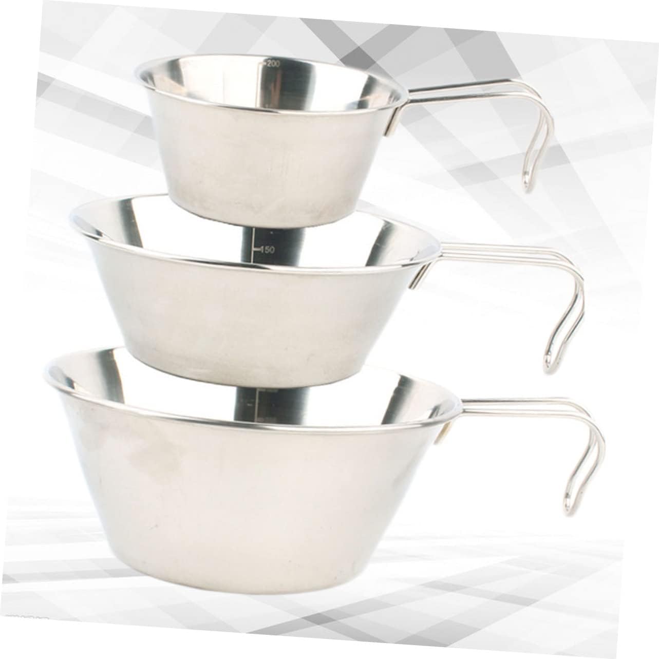 VANZACK 3pcs Camping Mixing Bowls Collapsible Stainless Steel Bowl Set Serving Bbq Cooker Outdoor Accessories