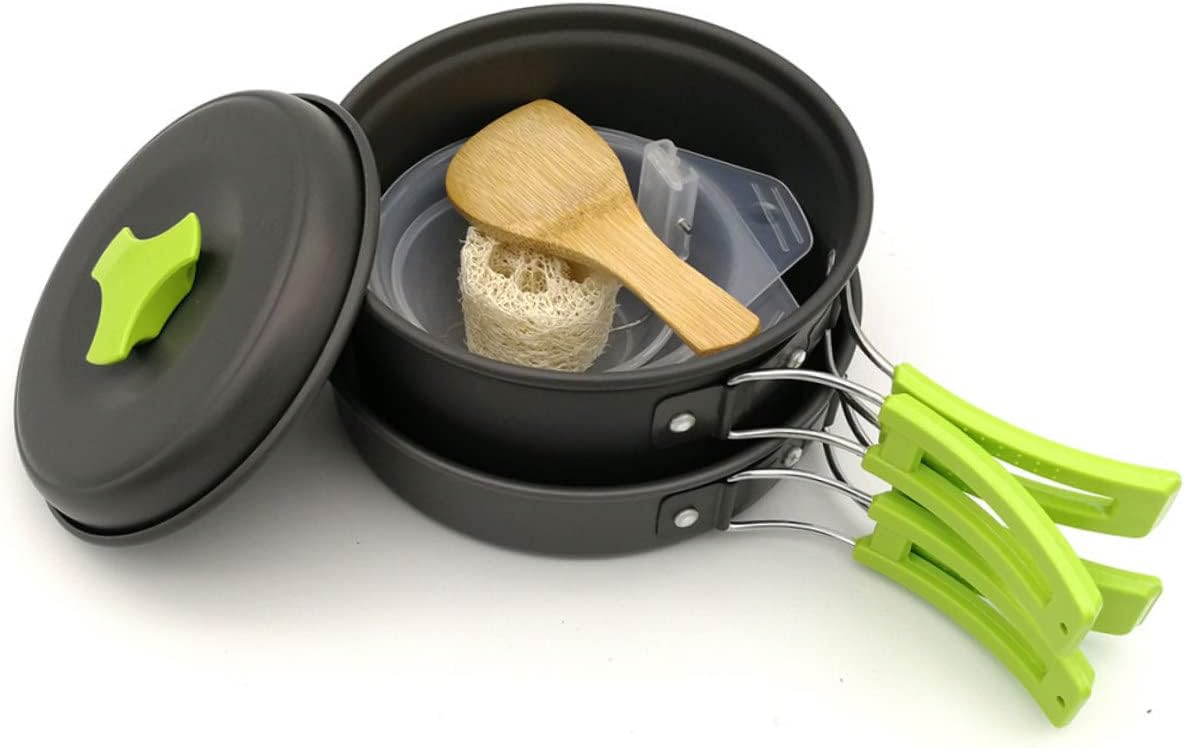 1-2 Person Camping Cookware Kit Portable Pot Set Outdoor Cooking Equipment Camping Kitchen Accessories BBQ Tools