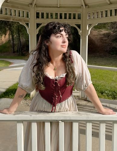 Image of SCARLET DARKNESS Women's Renaissance Corset Tops Vintage Lace Up Overbust Bustier Bodice