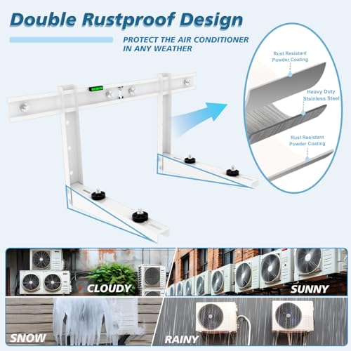 Image of Mini Split Wall Mounting Bracket for 9000 Btu to 18000 Btu Outdoor Ductless Mini Split Air Conditioner AC Heat Pump System, Heavy Duty AC Support Bracket for Outside, Hold Up to 330 lbs