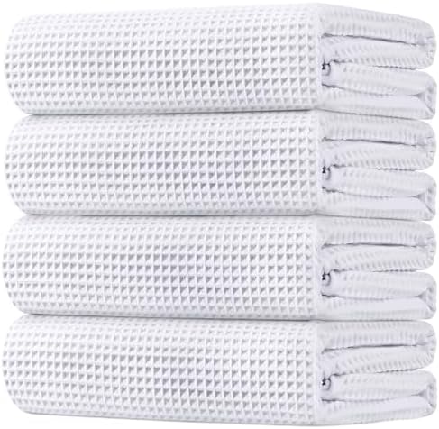 HOMEXCEL Waffle Bath Towels Set 4 Pack, Premium Microfiber Bathro...