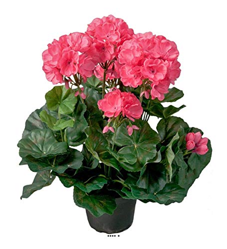 Artificielles.com - Géranium factice Rose fushia 6têtes en pot lesté H35cm belles feuilles - couleur: Rose fushia 730