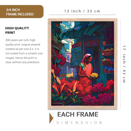 Image of kotart Premium Digital Traditional Art Paintings with Frame for Home Decoration - Painting for Living Room Bedroom Office Room Decor - Painting for Wall Decoration - Pack of 6 (Art 7, 13x17 inch)