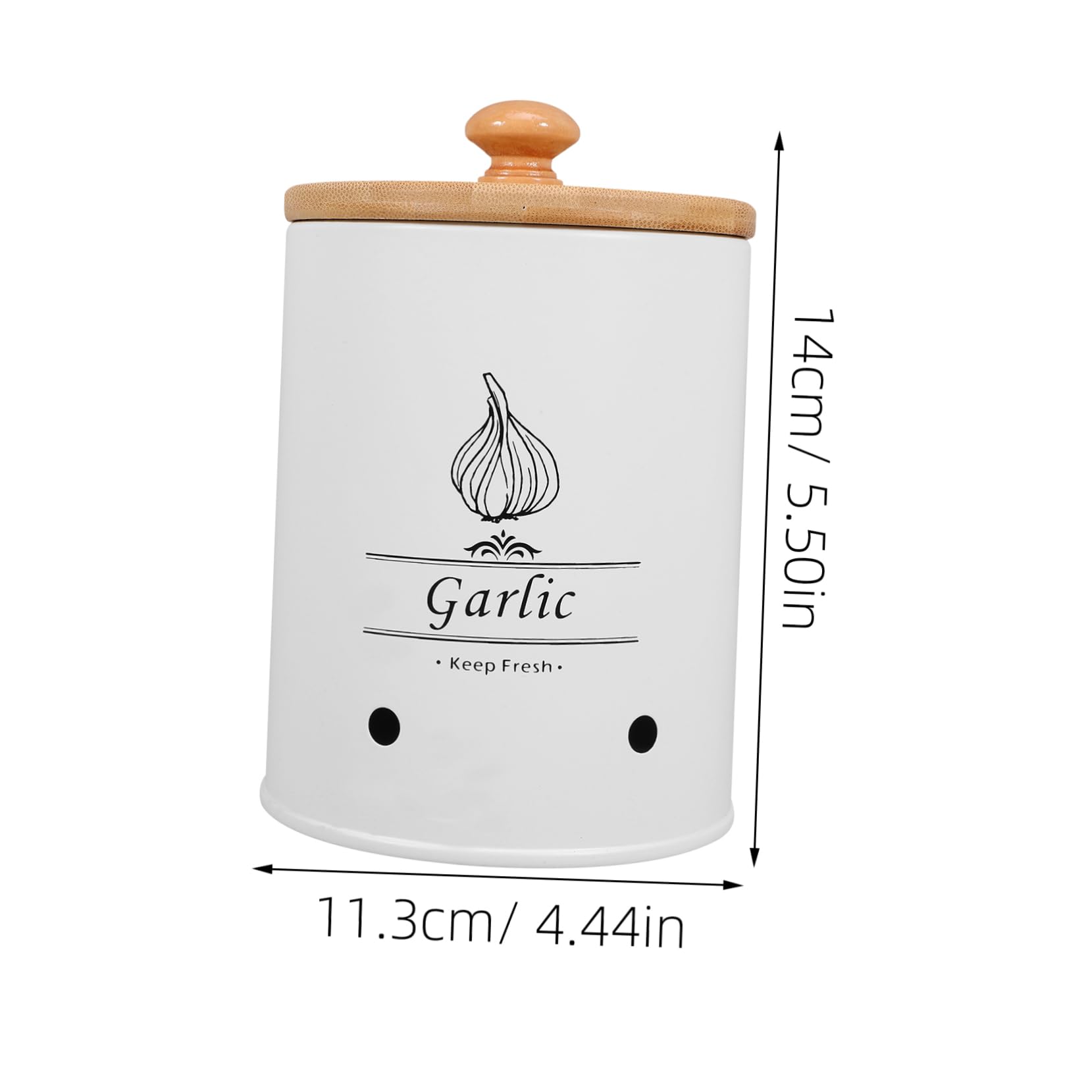 STOBAZA Metal Garlic Keeper with Bamboo Lid Storage Jar for Kitchen Home Fruits Vegetables Ginger