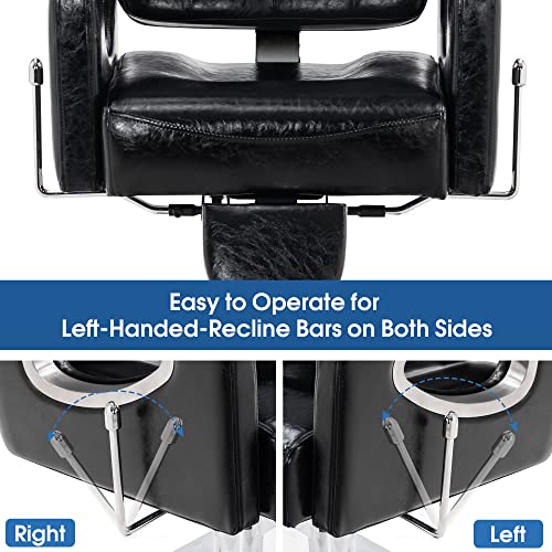 Barberpub Barber Chair Reclining Salon Chair For Hair Stylist, Antique Hair Spa Salon Styling Beauty Equipment 8132 (Black) #TOP4