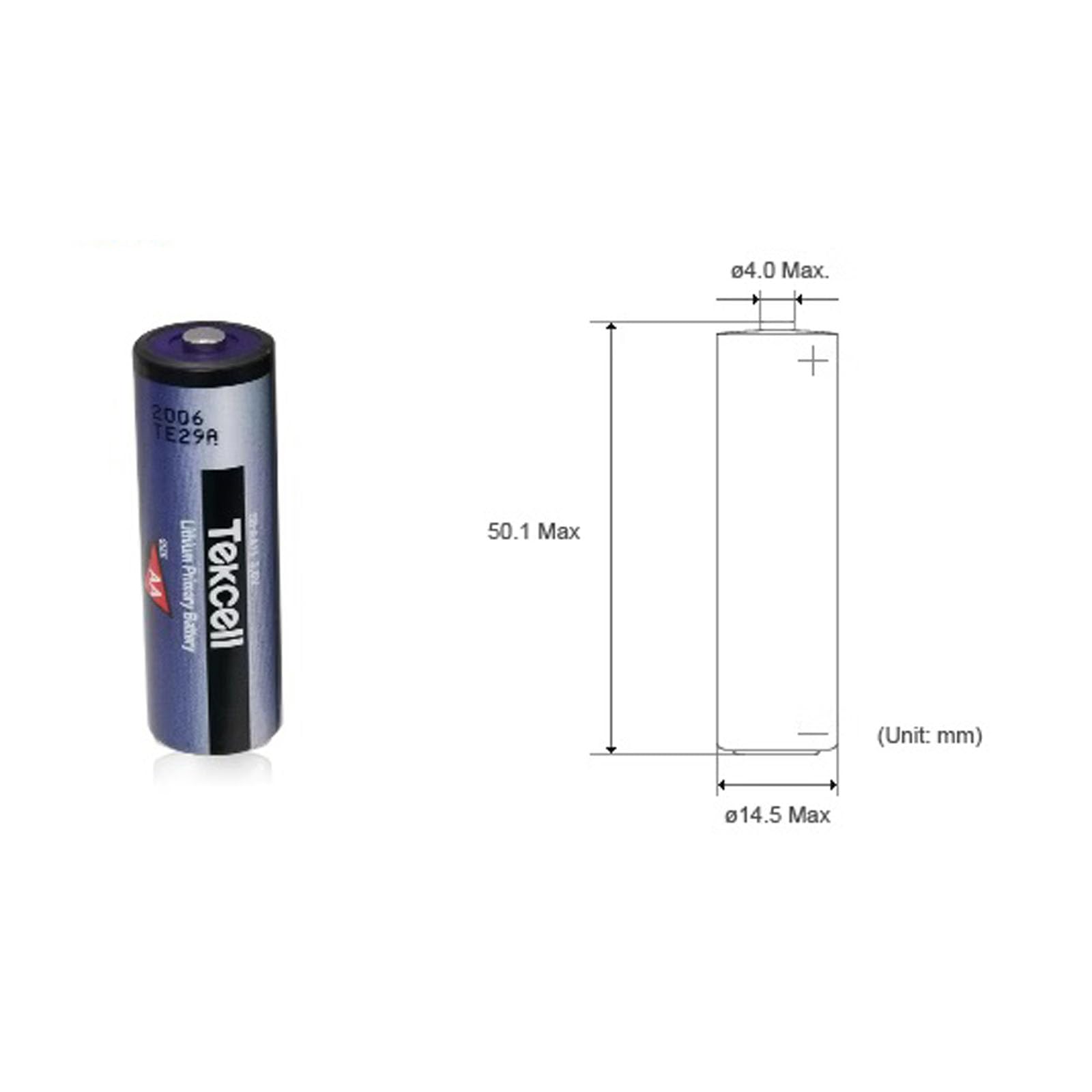 STEPMAX 4 Pack SB-AA11 3.6V AA 14500 Lithium Battery LS14500 ER14505