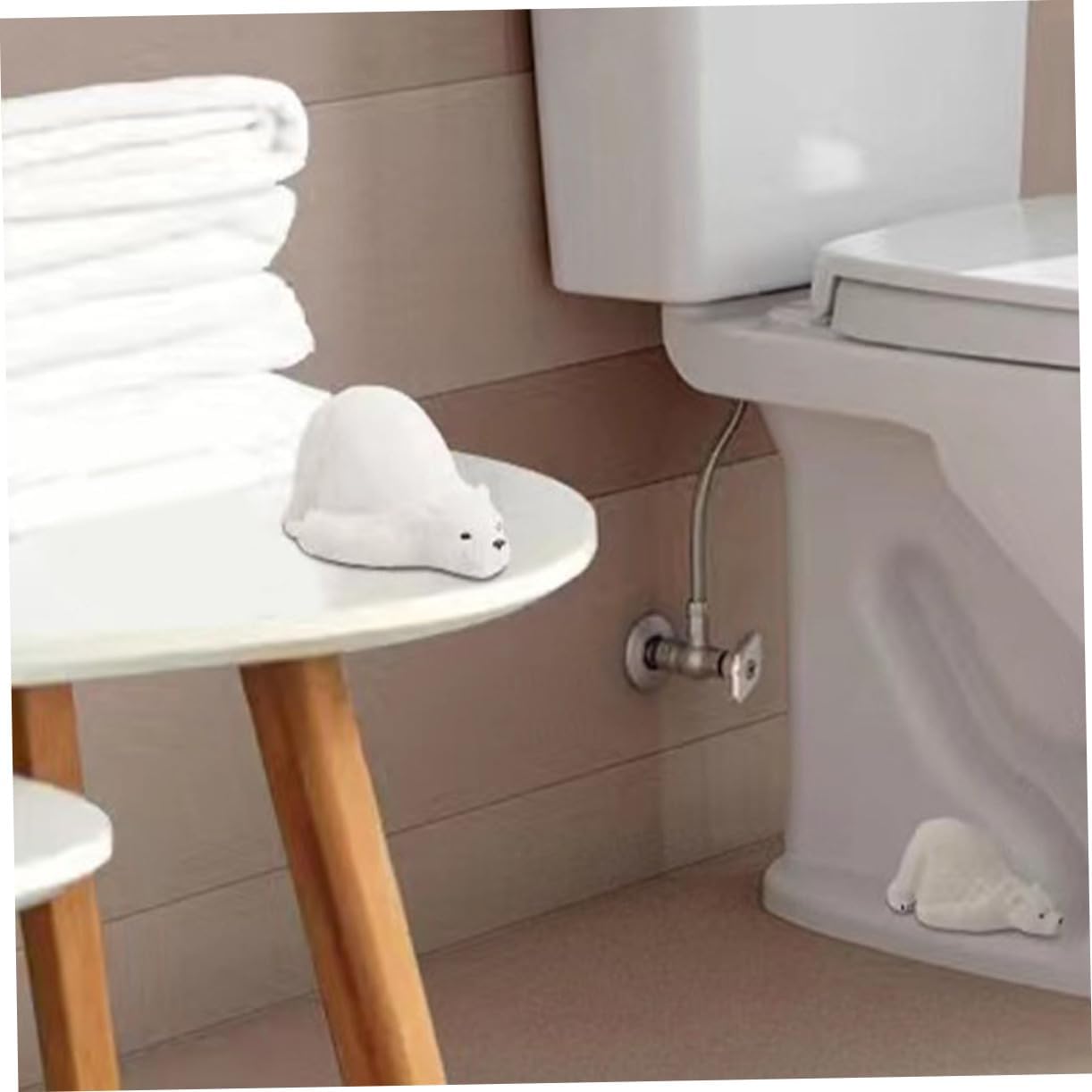 Veemoon 2Pcs Adorable Polar Bear Toilet Bolt Caps Cute Toilet Screw Cover Caps for Floor Protection Durable and Decorative Bathroom Accessories