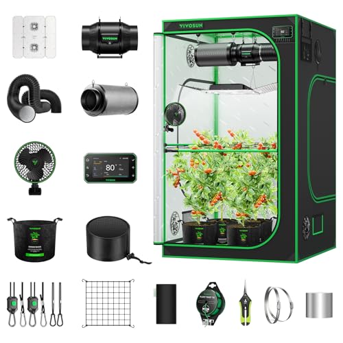 VIVOSUN Smart Plus Grow Tent Kit 4×4 Complete Smart Grow System WiFi-Integrated Automatic Control GrowHub E42A+, 2-in-1 Tunable Spectrum LED Grow Light, 360° Ventilation & Circulation Control System