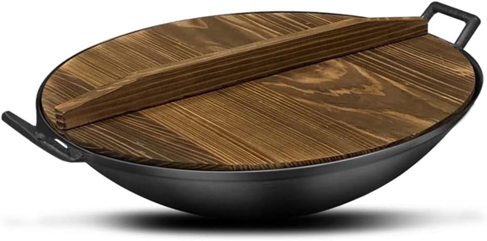 Nonstick Wok Wok, Large Capacity Uncoated Pig Iron Thickened Old-Fashioned Wok Chinese Wok, Gas Stove, Wood Stove General,42cm