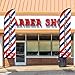 VitalCozy 2 Set Barber Flag Barbershop Themed Swooper Flag Banner with Pole Kit Open Feather Barber Sign for Salon Business Advertising Outdoor Outside(7 ft)