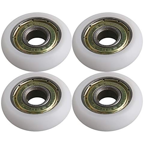 BQLZR 8x30x8.5mm White Plastic Bearing Steel Ball Bearing Guide Pulley Roller Round Wheel Load 87KG for Door Window Pack of 4 Cover