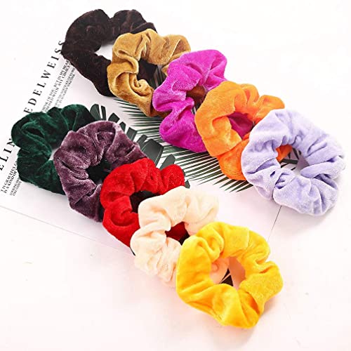 Wanxida 50 Pezzi Scrunchies, Elastici per Capelli in Velluto Accessori per Capelli per Donne o Ragazze, 50 colori assortiti