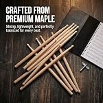 12 Pairs 5A Drum Sticks, Classic Maple Wood Drumsticks for Adults and Beginners, Oval Wood Tip Drum Sticks for Jazz Drums Electronic Drums Musical Instrument Percussion