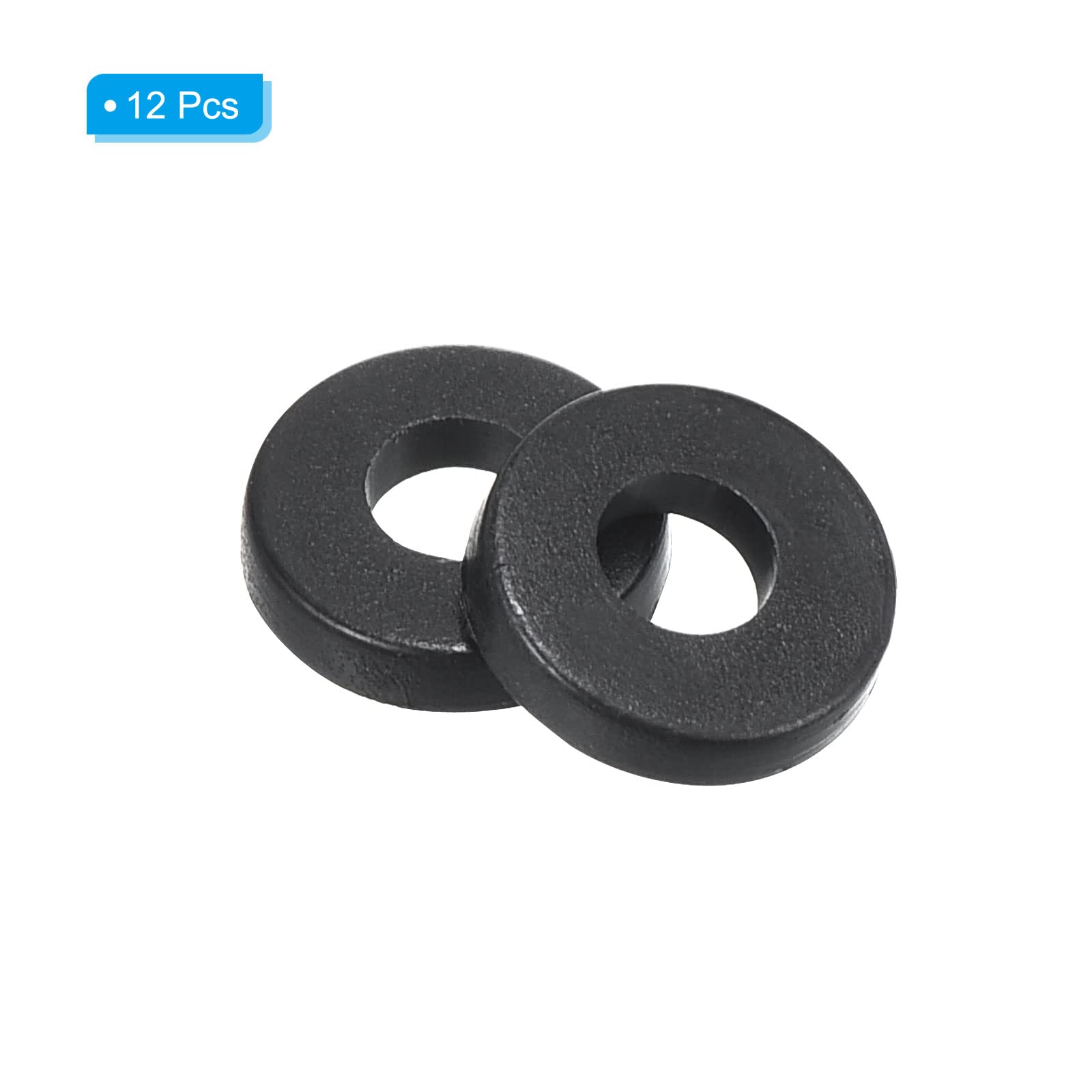 PATIKIL M2 Nylon Flat Washer, 12 Pack 2mm ID 5mm OD 1mm Thick Sealing Spacer Gasket Ring for Faucet Pipe Water Hose Fastener Bolt Black - Image 3