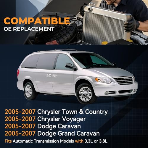 Image of Auto Dynasty 2795 Radiator for 2005-2007 Chrysler Voyager Dodge Caravan | Factory Style 1-Row Cooling Radiator, Fit 3.3L / 3.8L AT, Aluminum Core, DPI 2795