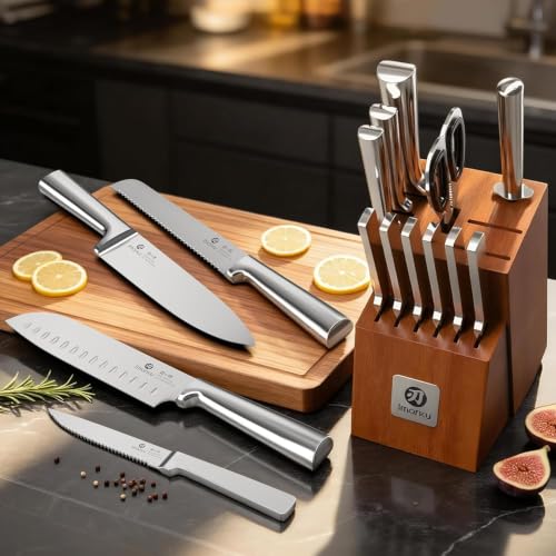 Image of imarku 15-Piece Knife Block Set Built-in Sharpener
