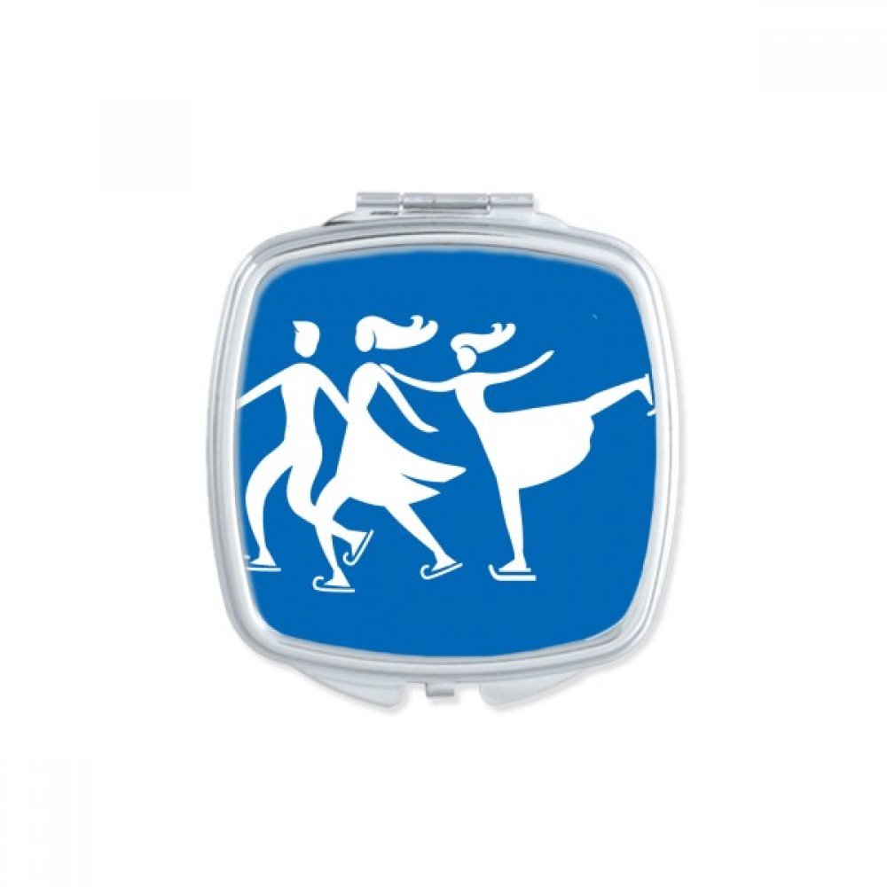Miroir de poche ski bleu silhouette carrée compact pour retouches