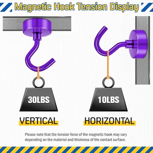 Image of FINDMAG 28 Pack Magnetic Hooks for Cruise Cabins, 30LB+ Purple Magnet Hooks