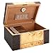 Humidor Supreme Florina Desktop Cigar Humidor with Accessory Drawer, Gorgeous Walnut Burl and Mapa Burl Glass Hygrometer, Spanish Cedar Tray, Adjustable Dividers, Lock and Key Holds 45-80 Cigars