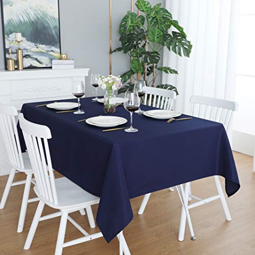 Image of FOLINS&HOME Navy Blue Rectangle Waterproof Tablecloth, 60 x 120 Inch