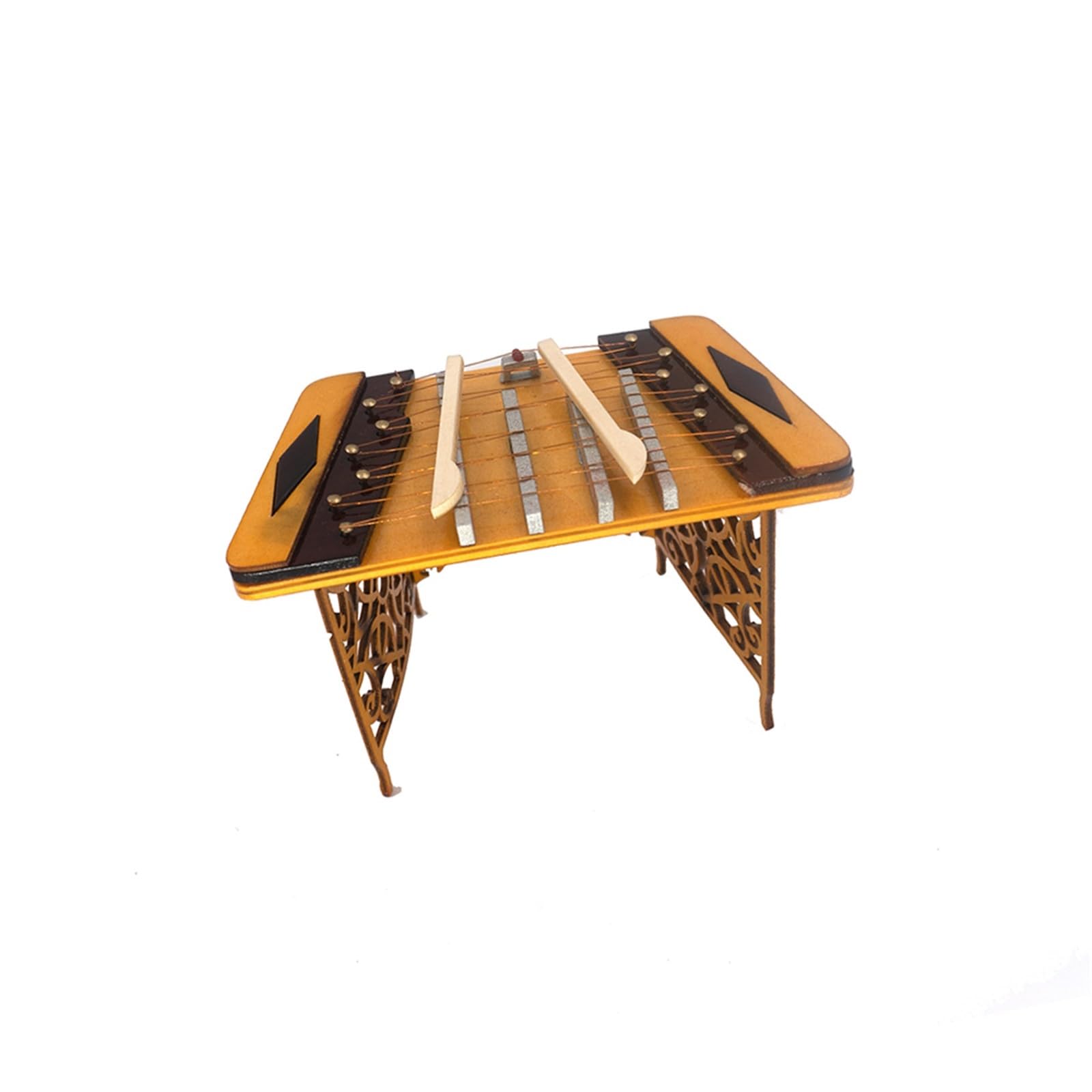 Ozdoby na instrumenty muzyczne Miniaturowy model cymbałów drewnianych z futerałem i ozdobami instrumentu muzycznego
