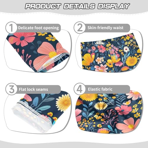 Girls' Leggings Yellow Pink Flowers Kids Yoga Tights Pants 1 Pack 208582023