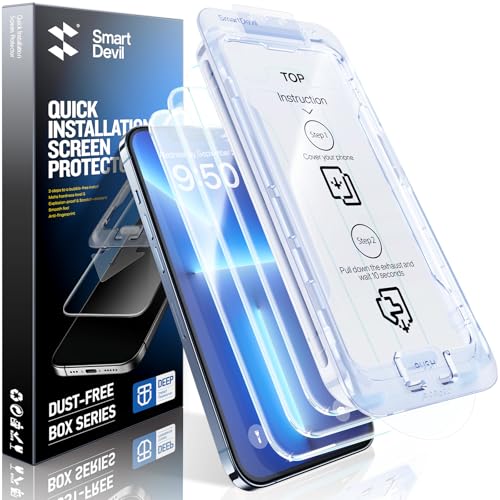 SMARTDEVIL 3 Pack for iPhone 17e/16e/14/13 Pro/13 Screen Protector, 9H Hardness Military Grade Shatterproof, HD Clear Tempered Glass, Auto Dust-Elimination, Bubble Free, Easy Install, Case Friendly